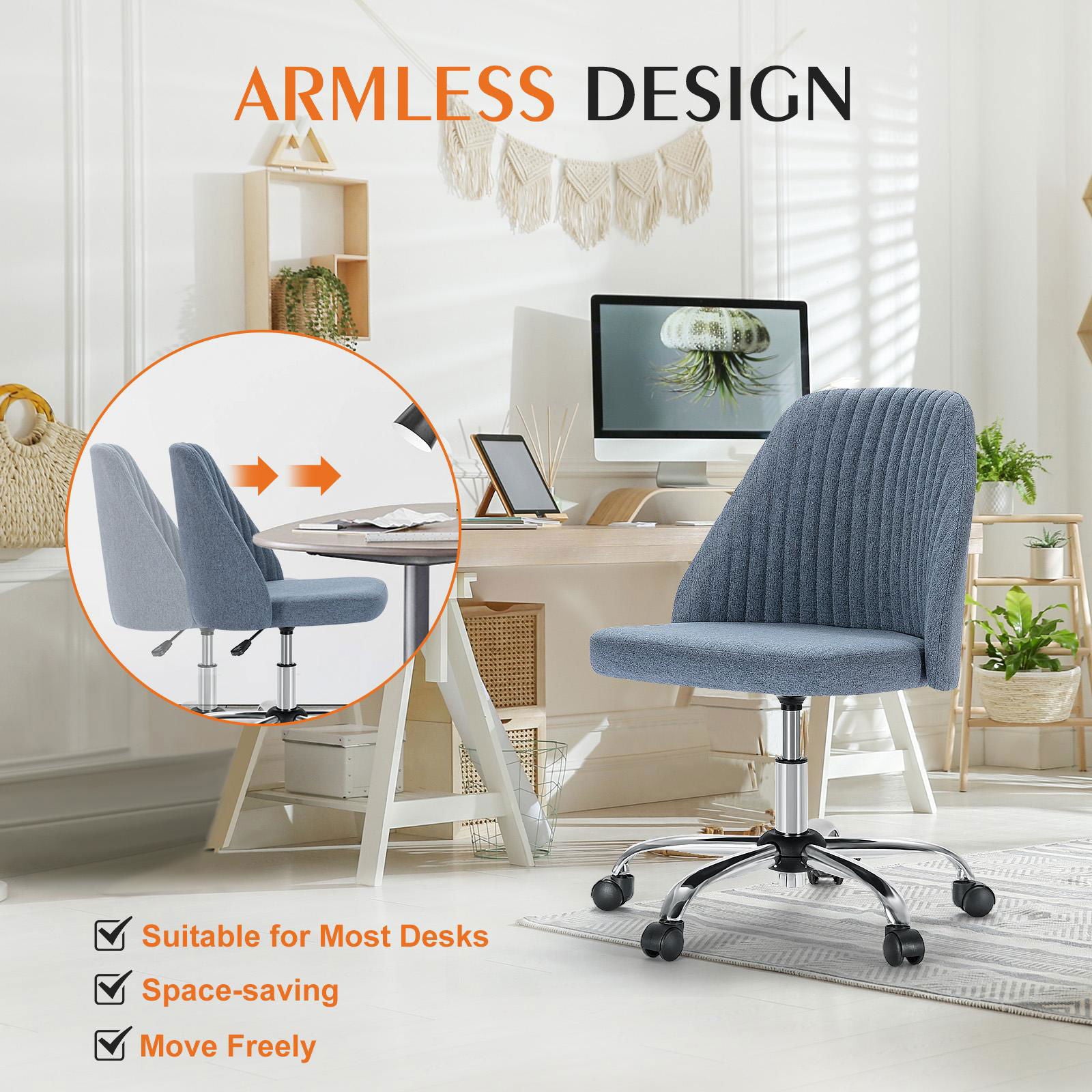 Home Office Desk Chair - Adjustable Rolling Chair, Armless Cute Modern Task Chair for himalipasal