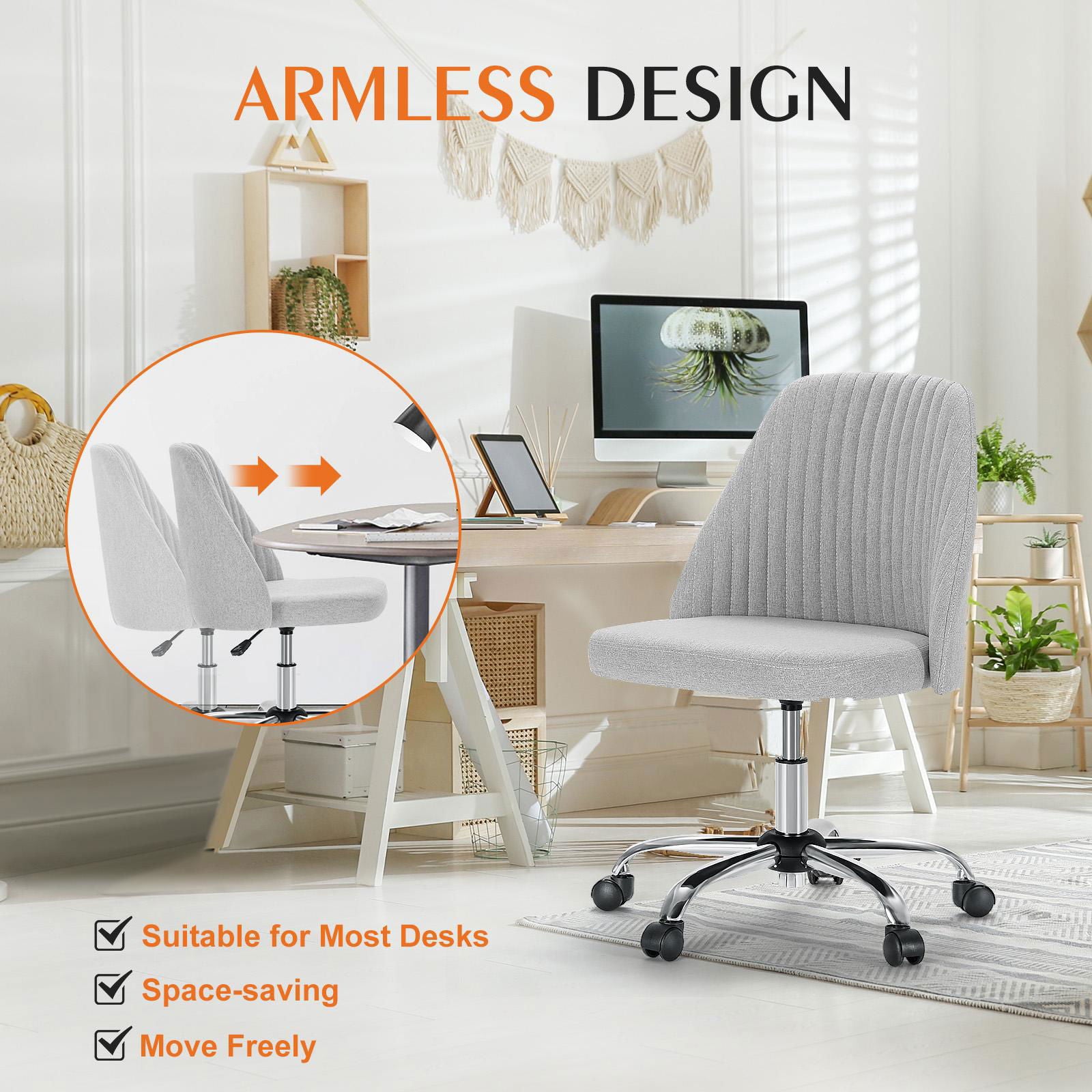 Home Office Desk Chair - Adjustable Rolling Chair, Armless Cute Modern Task Chair for himalipasal