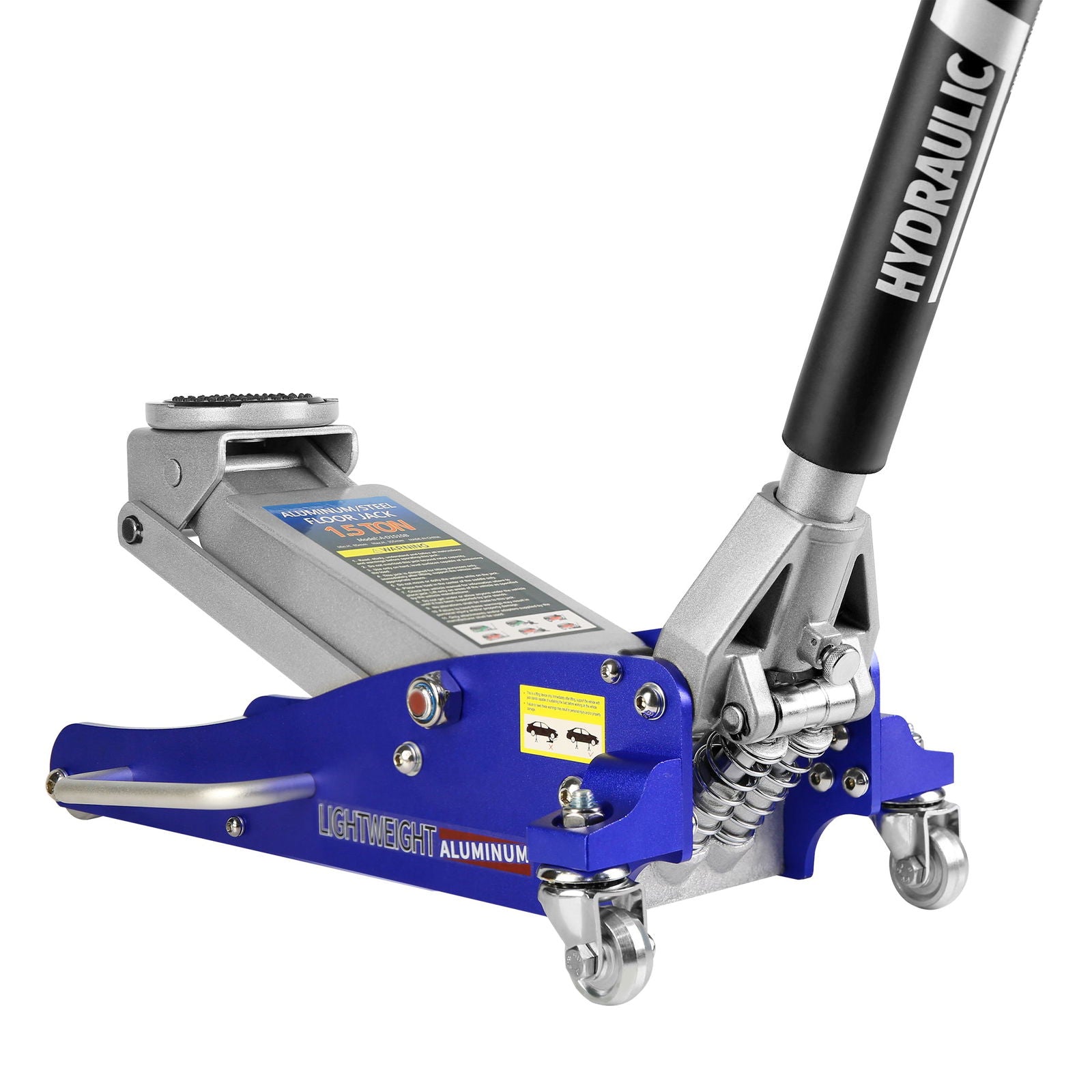 Hydraulic Low Profile Aluminum and Steel Racing Floor Jack with Dual Piston Quick Lift Pump, 1.5 Ton (3,000 lb) Capacity, Blue himalipasal