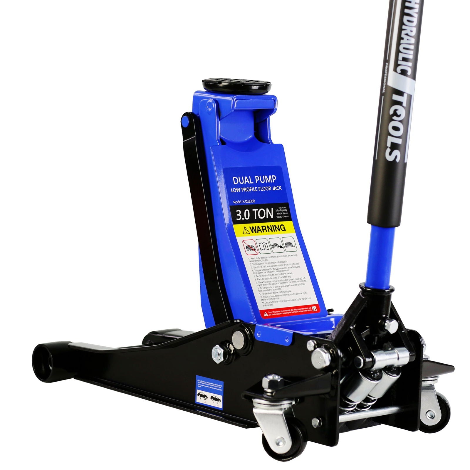 Hydraulic Low Profile and Steel Racing Floor Jack 3 Ton (6600 lb) Capacity, with Dual Piston Quick Lift Pump, Blue Lifting range 3.3"-18.5" himalipasal