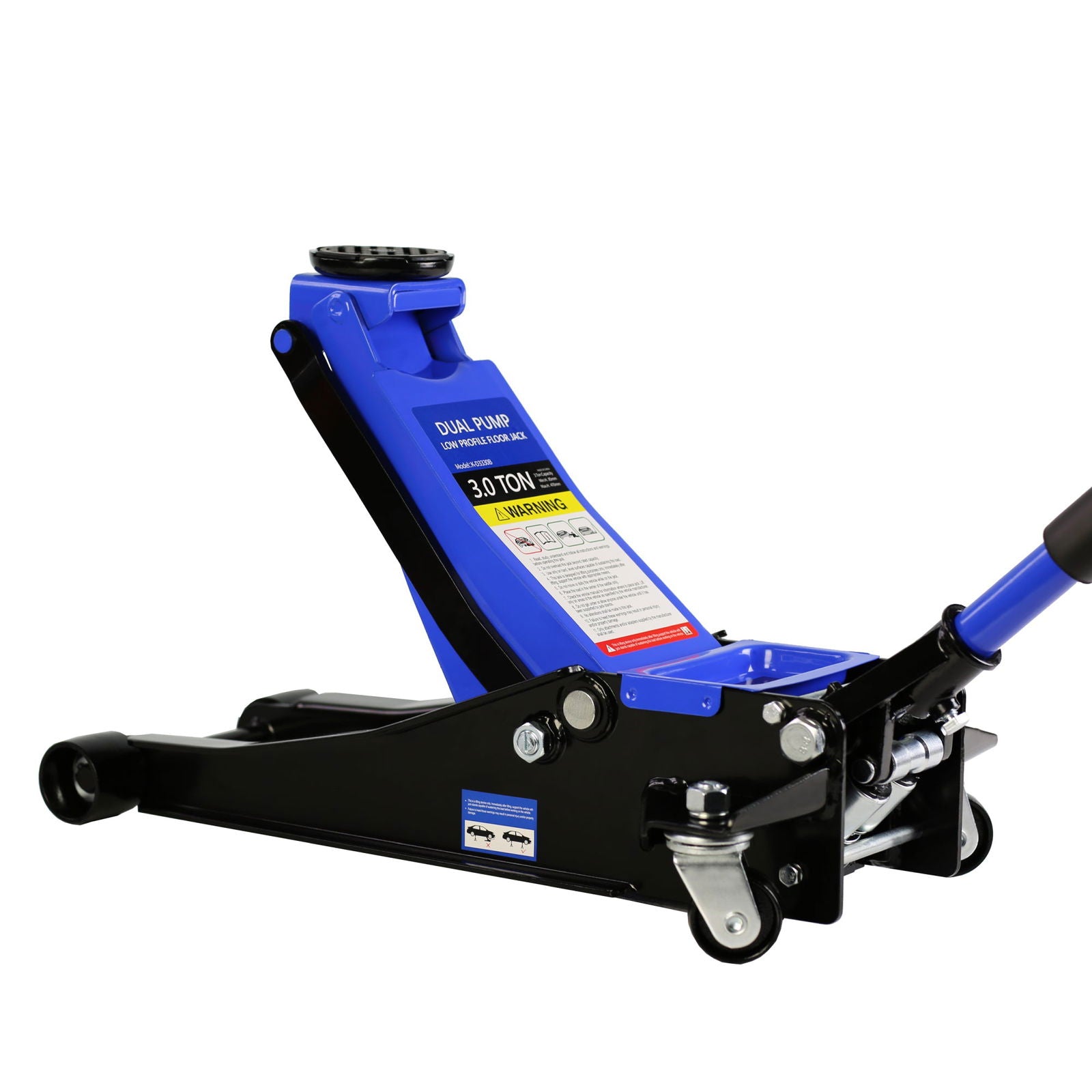 Hydraulic Low Profile and Steel Racing Floor Jack 3 Ton (6600 lb) Capacity, with Dual Piston Quick Lift Pump, Blue Lifting range 3.3"-18.5" himalipasal