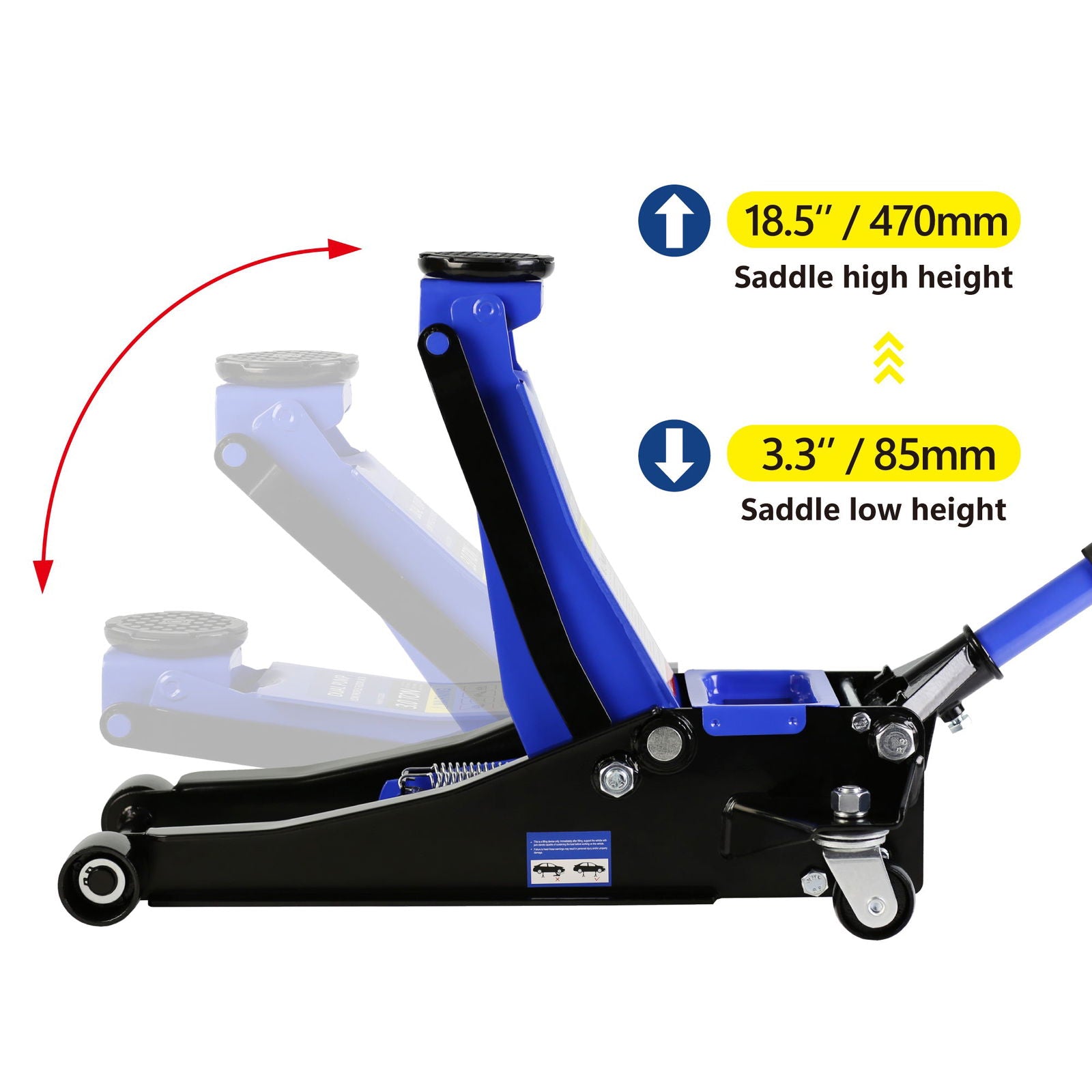 Hydraulic Low Profile and Steel Racing Floor Jack 3 Ton (6600 lb) Capacity, with Dual Piston Quick Lift Pump, Blue Lifting range 3.3"-18.5" himalipasal