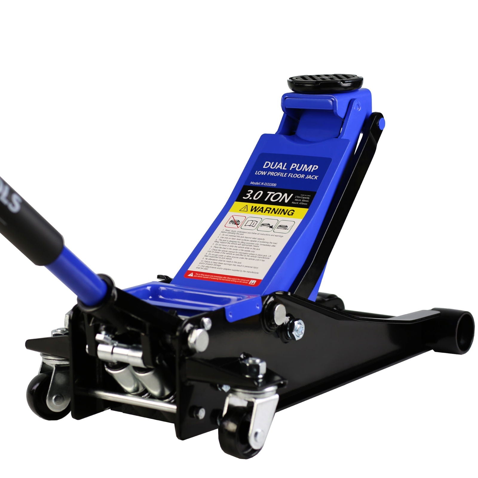 Hydraulic Low Profile and Steel Racing Floor Jack 3 Ton (6600 lb) Capacity, with Dual Piston Quick Lift Pump, Blue Lifting range 3.3"-18.5" himalipasal