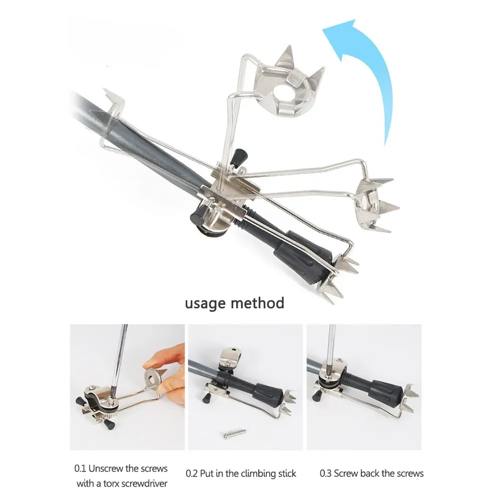 Ice Claw Crampon Stainless Steel Hiking Grip Crutches Anti-skid Non Slip for Winter Outdoor Snow Mountaineering Claw himalipasal