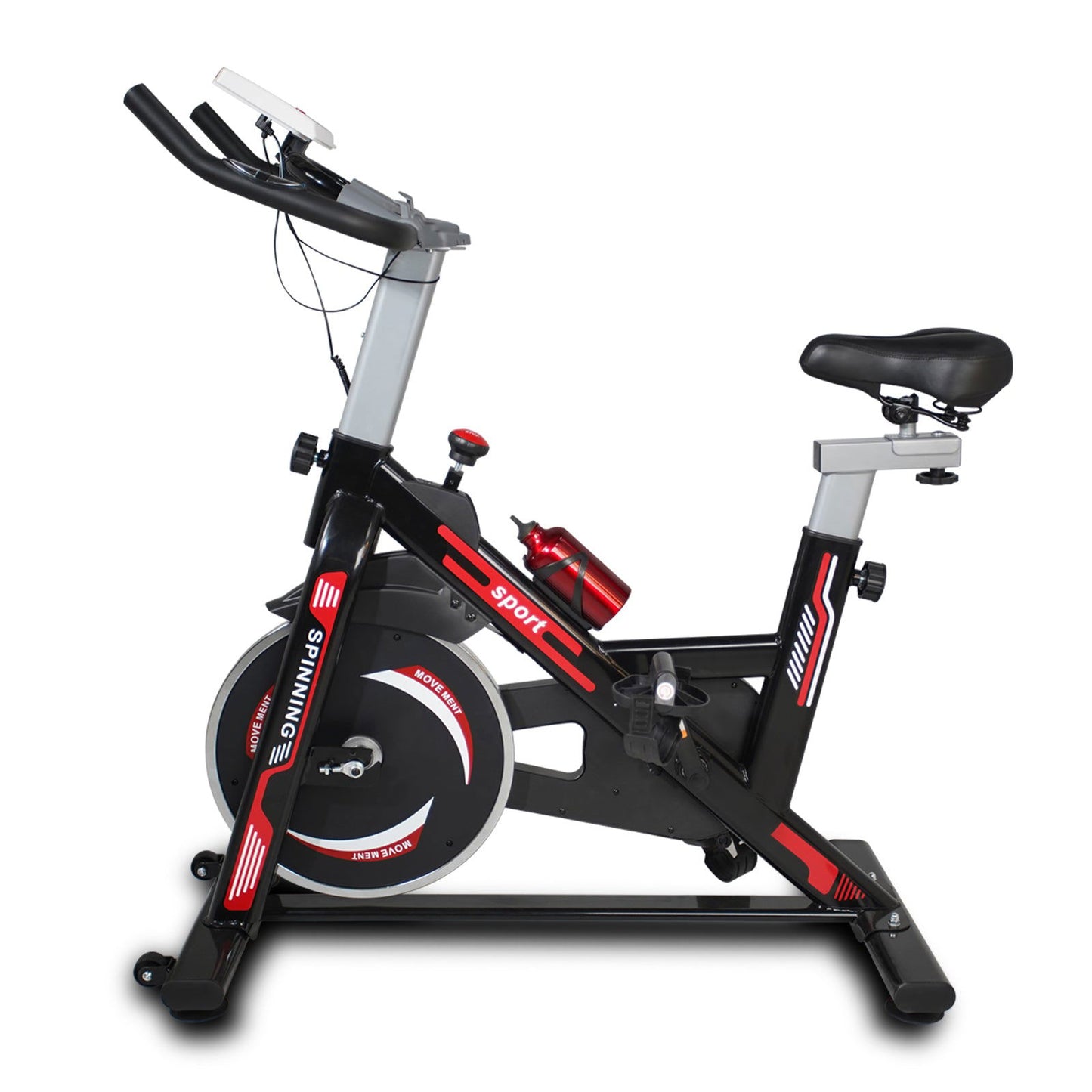 Indoor Exercise Bike Cycling Bike with Comfortable Seat Cushion Black+Red himalipasal