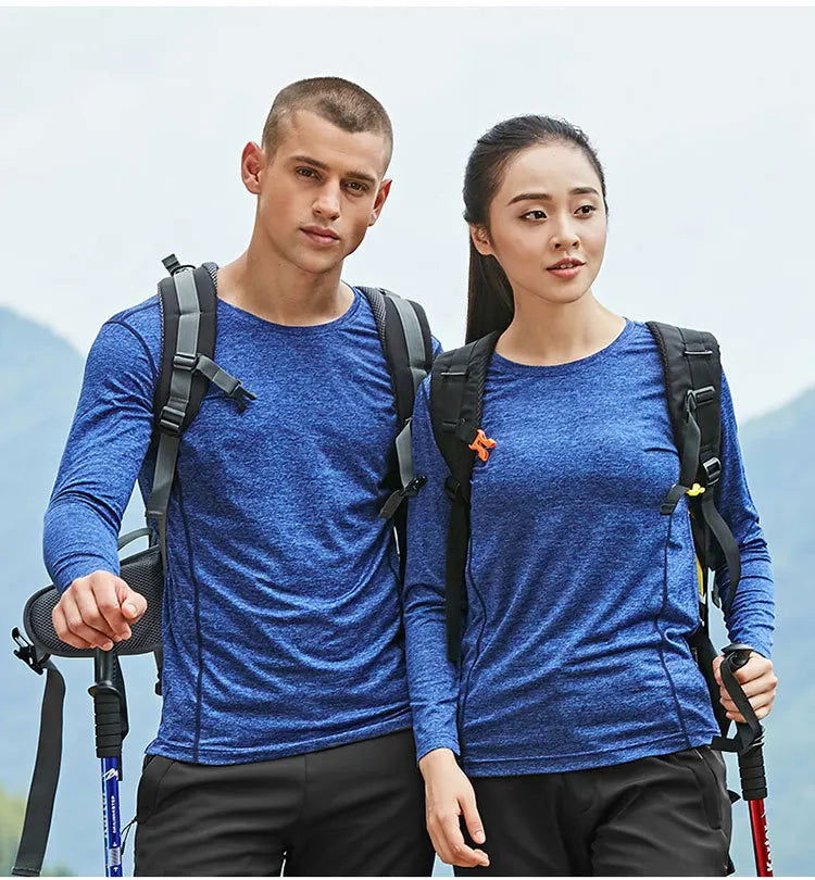 Jiking Shirt Quick-drying Men's Elastic Breathable Gym T-shirt Long-sleeved Outdoor Sports Top Running Mountaineering Clothes himalipasal