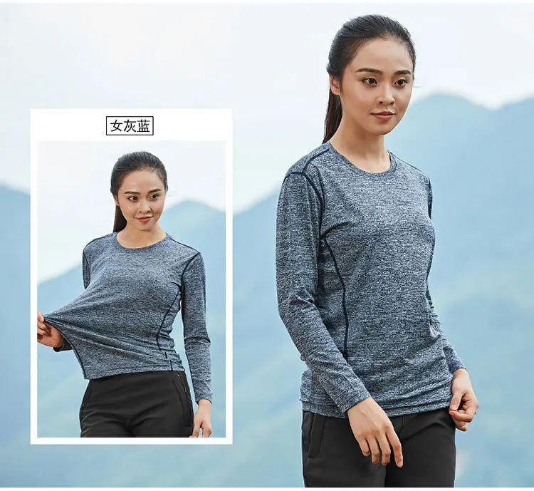 Jiking Shirt Quick-drying Men's Elastic Breathable Gym T-shirt Long-sleeved Outdoor Sports Top Running Mountaineering Clothes himalipasal