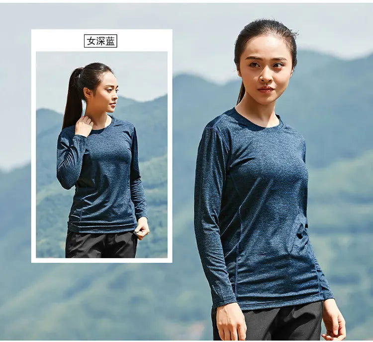 Jiking Shirt Quick-drying Men's Elastic Breathable Gym T-shirt Long-sleeved Outdoor Sports Top Running Mountaineering Clothes himalipasal