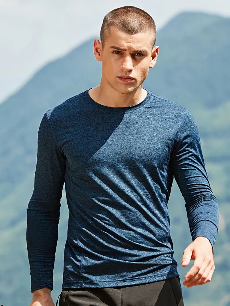 Jiking Shirt Quick-drying Men's Elastic Breathable Gym T-shirt Long-sleeved Outdoor Sports Top Running Mountaineering Clothes himalipasal