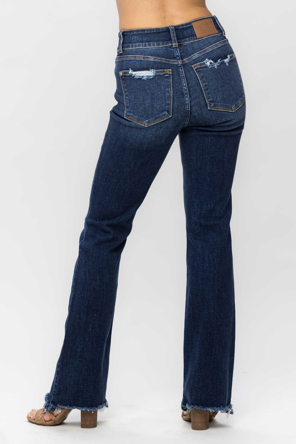 Judy Blue Full Size Frayed Hem Bootcut Jeans himalipasal