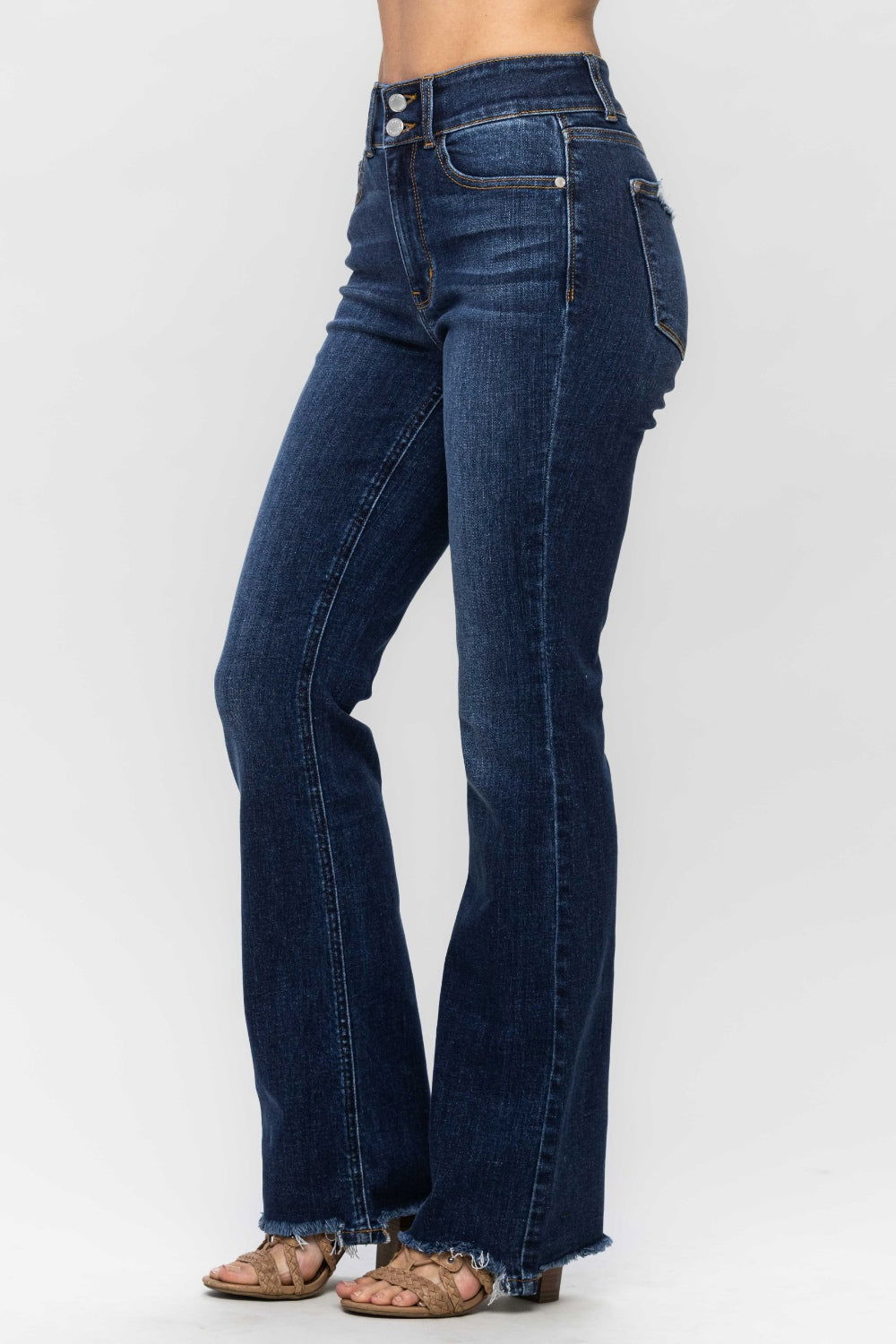 Judy Blue Full Size Frayed Hem Bootcut Jeans himalipasal