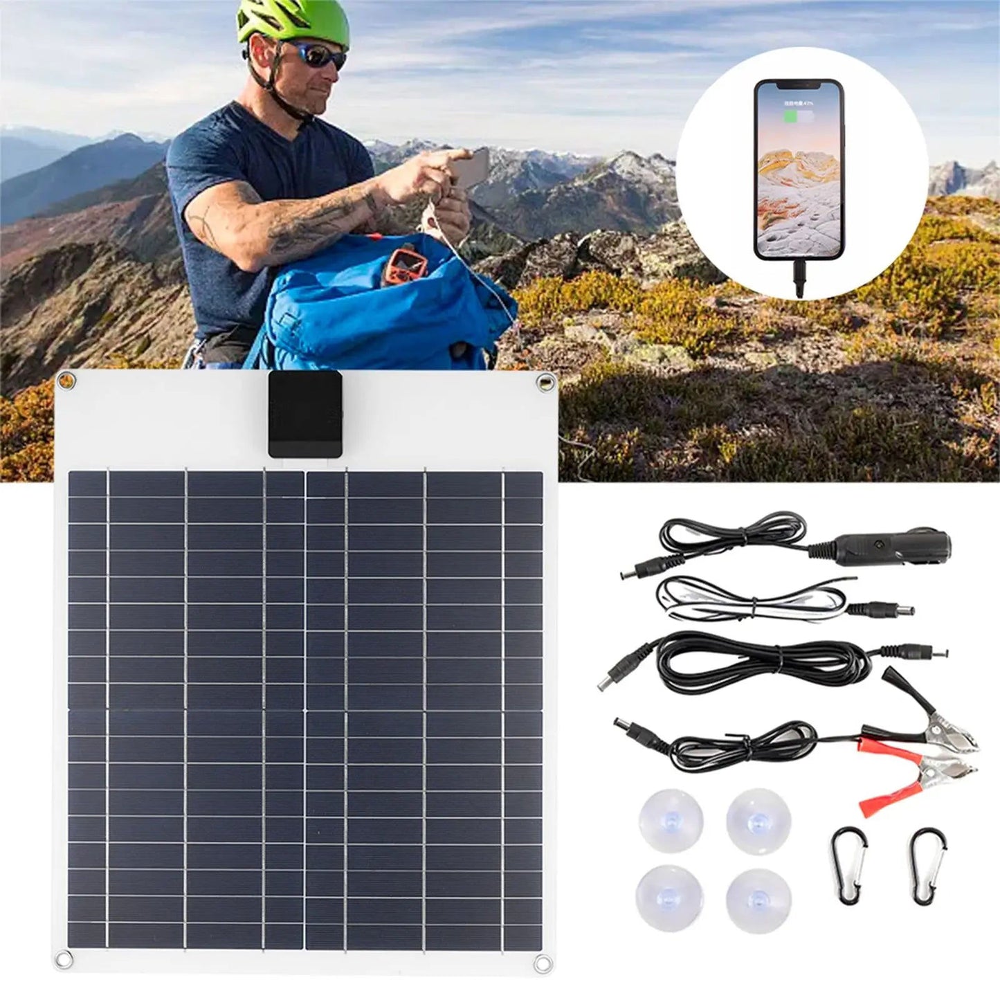 Kit 20W Solar Panel 5V 2A USB Accessories Fast Charging Flexible For RV Camping Mountaineering Higher Efficiency himalipasal