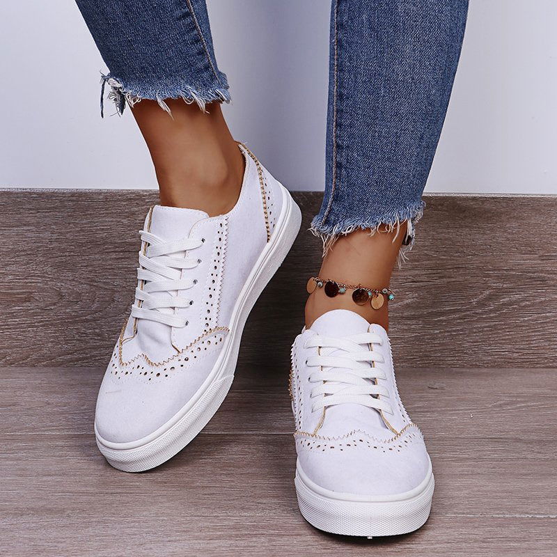 Lace-Up Suedette Flat Sneakers himalipasal