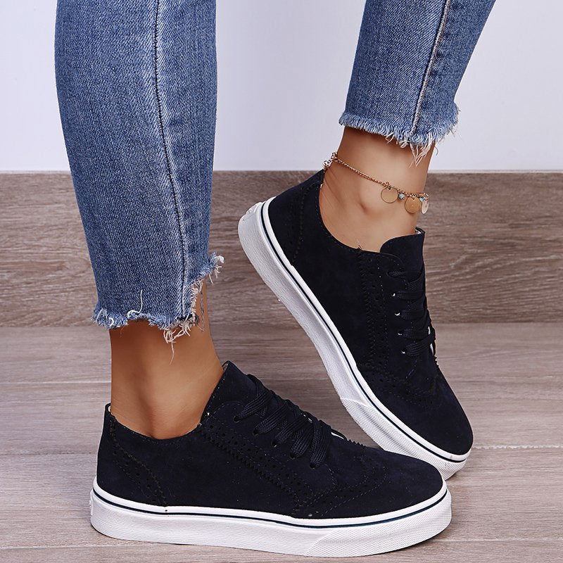 Lace-Up Suedette Flat Sneakers himalipasal