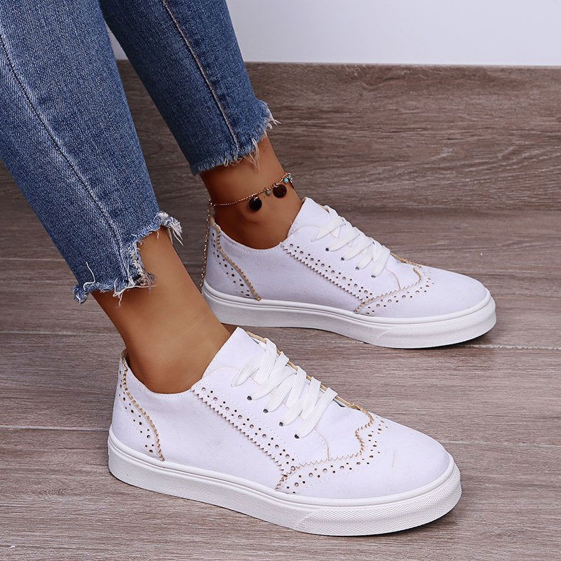 Lace-Up Suedette Flat Sneakers himalipasal