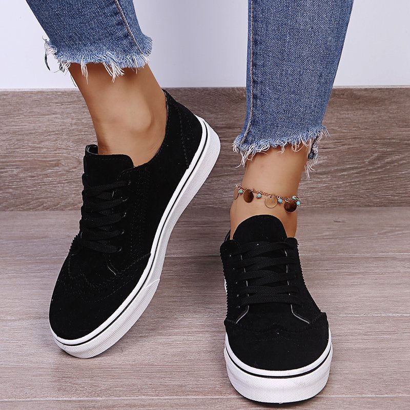 Lace-Up Suedette Flat Sneakers himalipasal