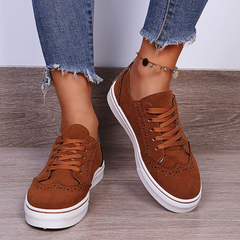 Lace-Up Suedette Flat Sneakers himalipasal