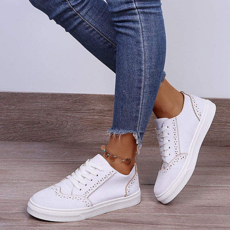 Lace-Up Suedette Flat Sneakers himalipasal