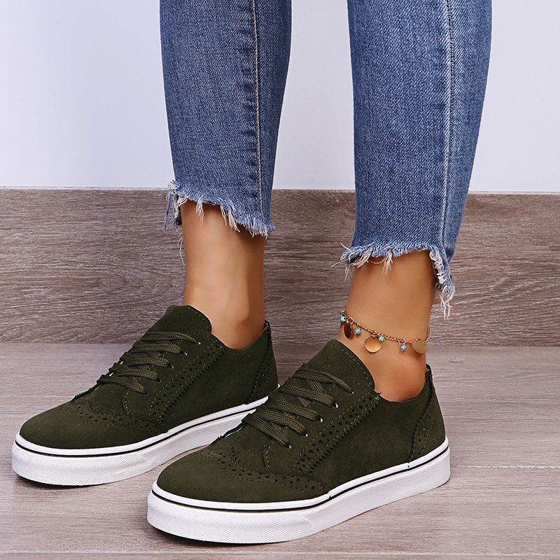 Lace-Up Suedette Flat Sneakers himalipasal