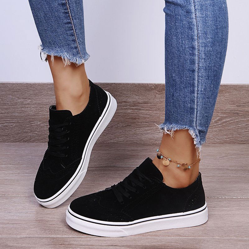 Lace-Up Suedette Flat Sneakers himalipasal