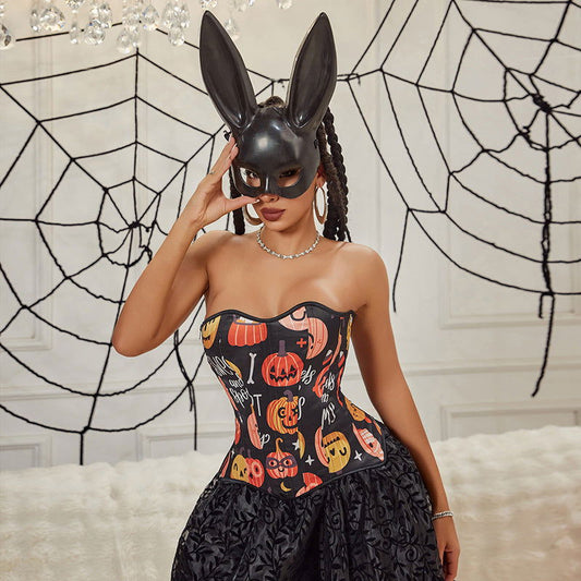 Ladies Palace Pumpkin Lamp Halloween Costume Tube Top Corset himalipasal