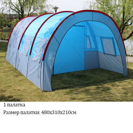 Large Camping Tent Waterproof Canvas Fiberglass 8 10 Family Tunnel Equipment Outdoor Mountaineering Party Gift Uv Protection himalipasal