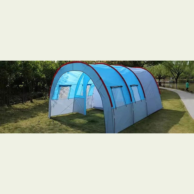 Large Camping Tent Waterproof Canvas Fiberglass 8 10 Family Tunnel Equipment Outdoor Mountaineering Party Gift Uv Protection himalipasal