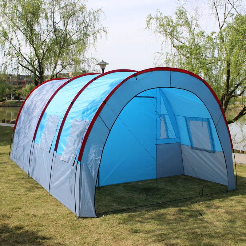 Large Camping Tent Waterproof Canvas Fiberglass 8 10 Family Tunnel Equipment Outdoor Mountaineering Party Gift Uv Protection himalipasal