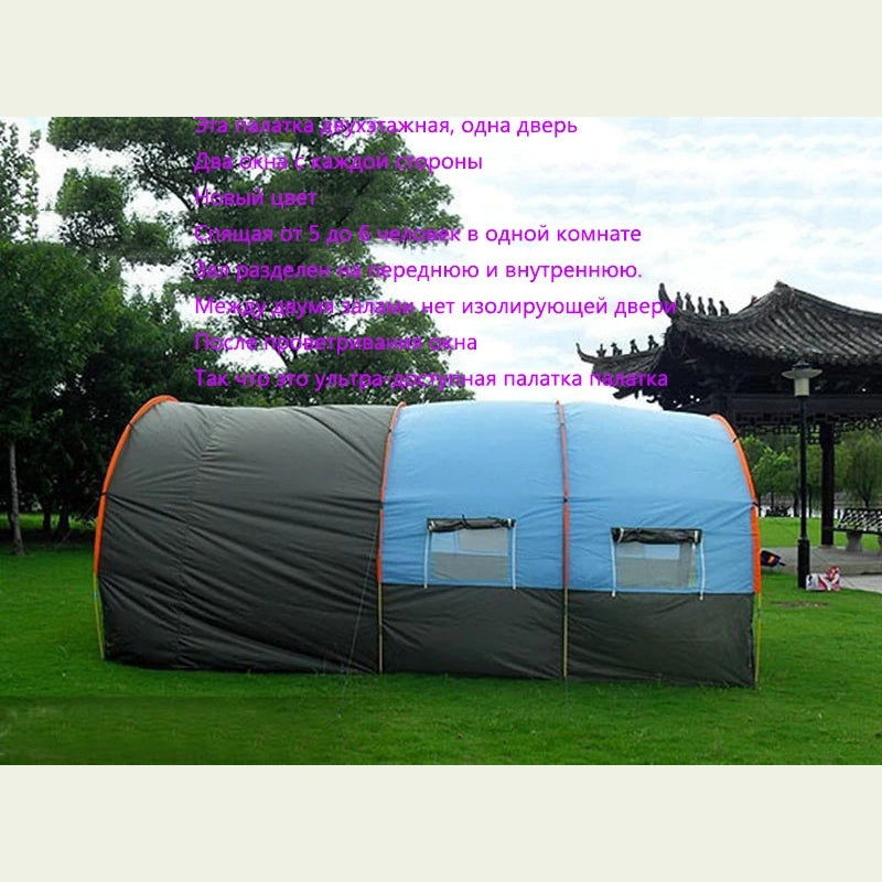 Large Camping Tent Waterproof Canvas Fiberglass 8 10 Family Tunnel Equipment Outdoor Mountaineering Party Gift Uv Protection himalipasal