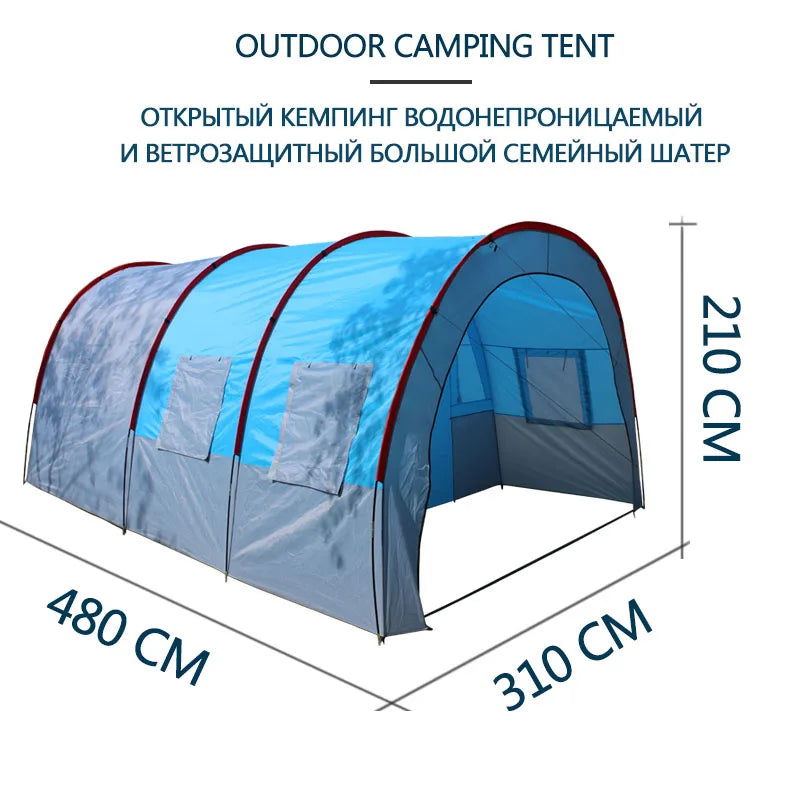 Large Camping Tent Waterproof Canvas Fiberglass 8 10 Family Tunnel Equipment Outdoor Mountaineering Party Gift Uv Protection himalipasal