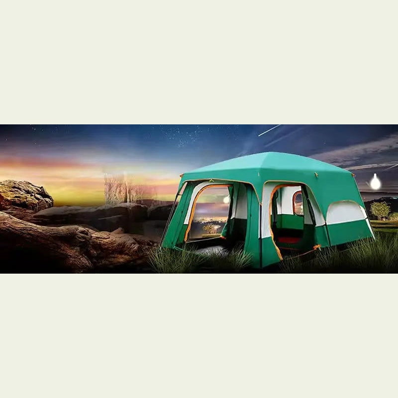 Large Camping Tent Waterproof Canvas Fiberglass 8 10 Family Tunnel Equipment Outdoor Mountaineering Party Gift Uv Protection himalipasal