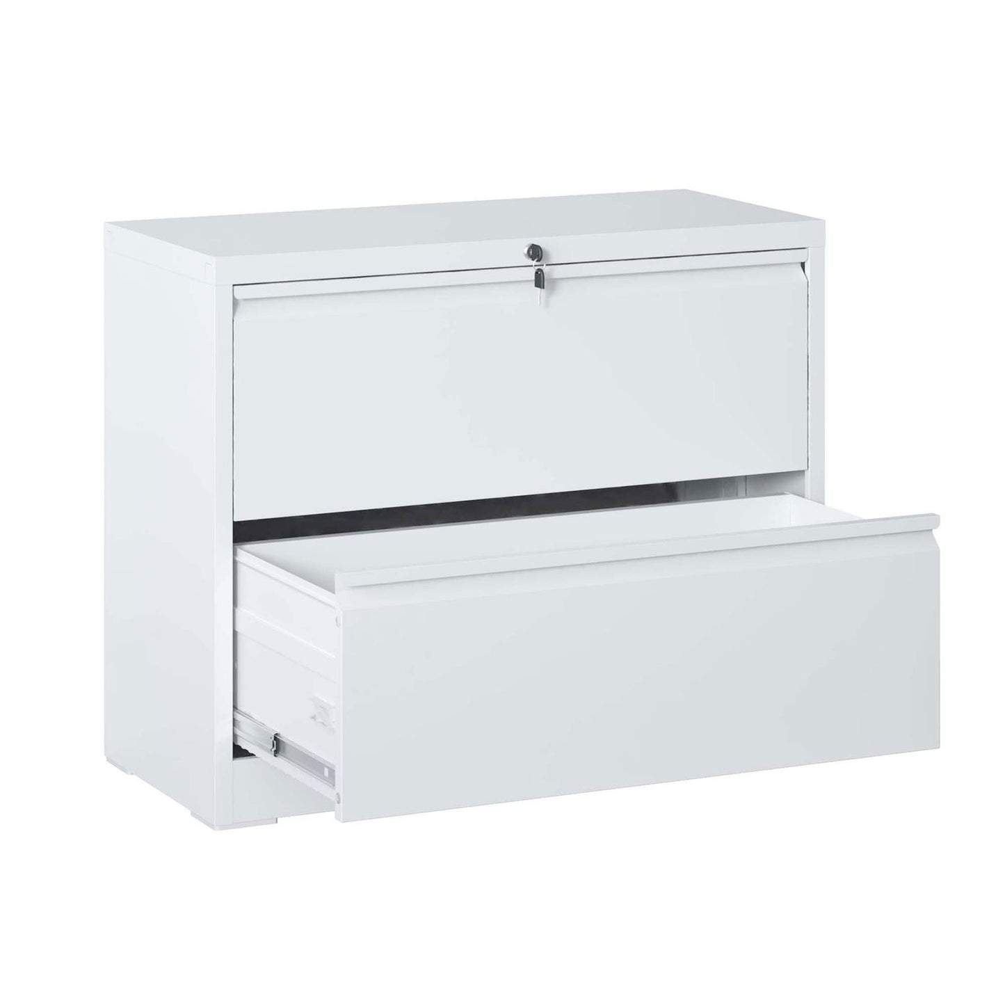 Lateral File Cabinet 2 Drawer, White Filing Cabinet with Lock, Lockable File Cabinet for Home Office, Locking Metal File Cabinet for Legal/Letter/A4/F4 Size himalipasal