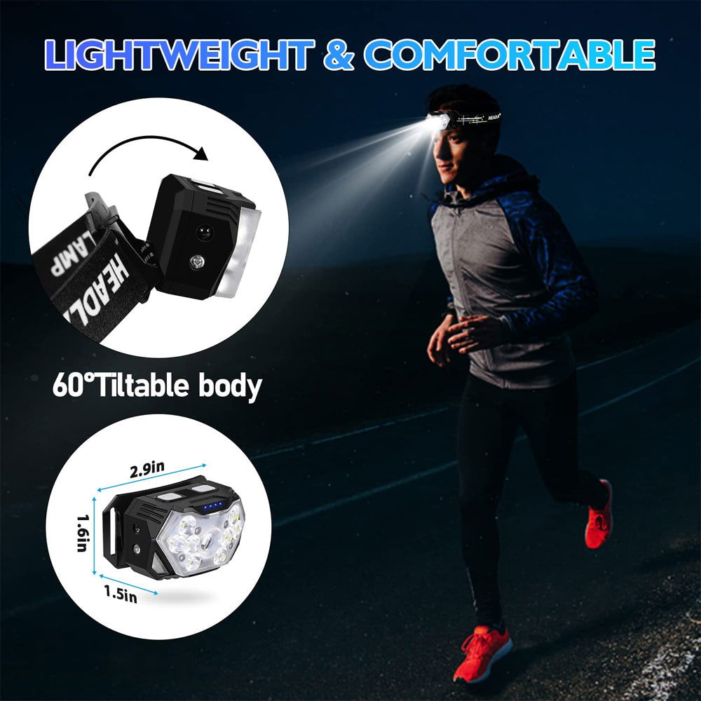 Led Strong Light Headlamp USB Rechageable Motion Sensor Headlight Portable Fishing Camping Outdoor Head Lamp Work Flashlight himalipasal