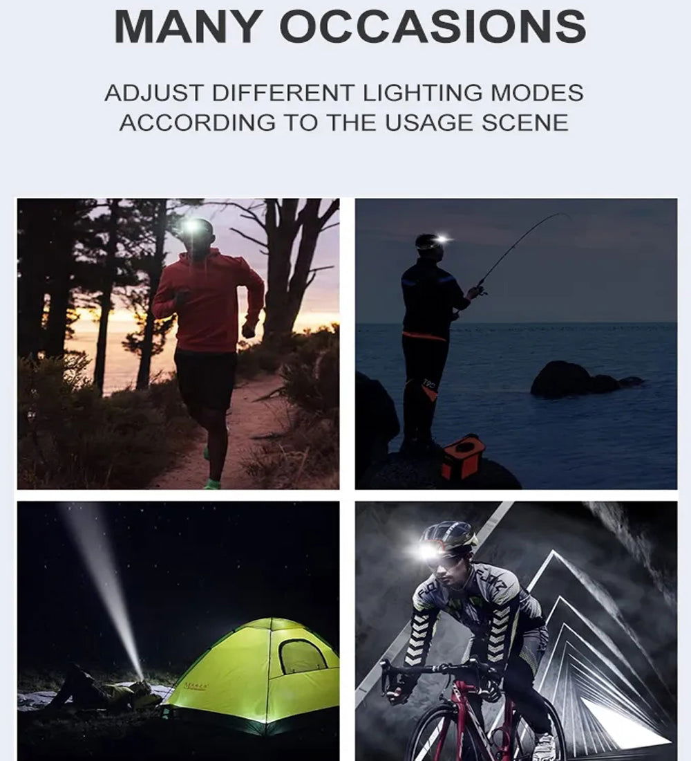 Led Strong Light Headlamp USB Rechageable Motion Sensor Headlight Portable Fishing Camping Outdoor Head Lamp Work Flashlight himalipasal