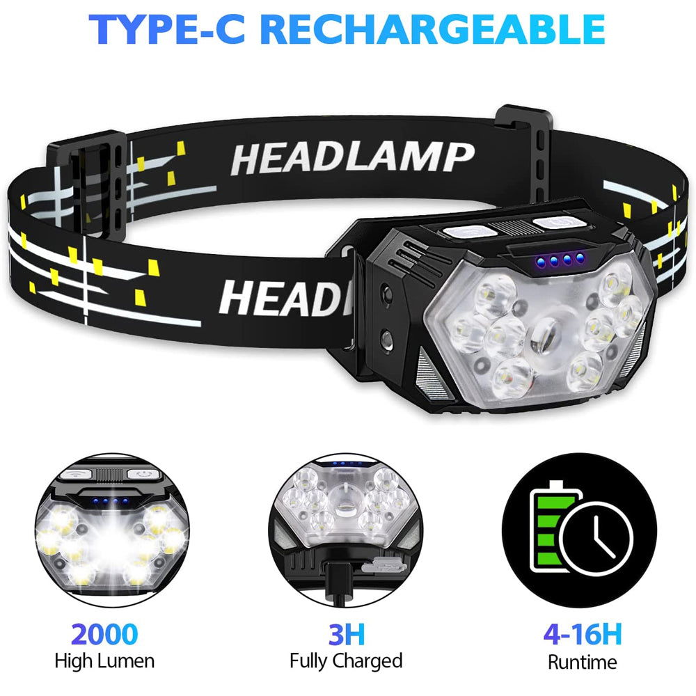 Led Strong Light Headlamp USB Rechageable Motion Sensor Headlight Portable Fishing Camping Outdoor Head Lamp Work Flashlight himalipasal