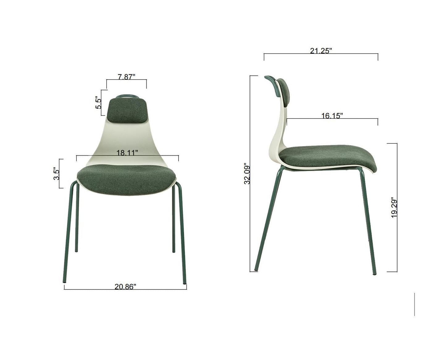 Leisure Chair dinning chair with pad custion, tilt degree 15°,300LBS, set of 2 himalipasal