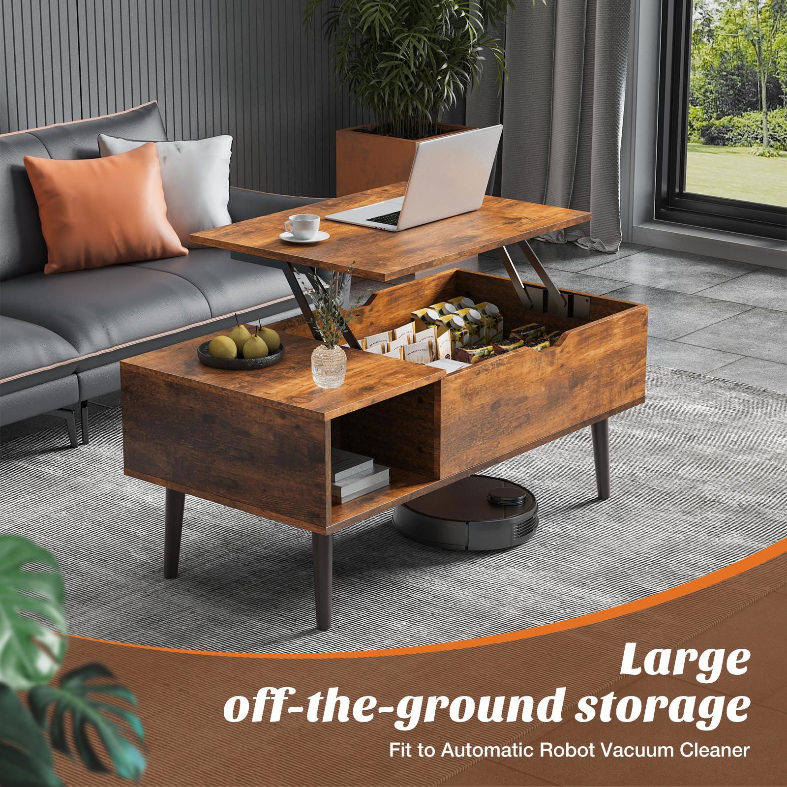 Lift Top Coffee Table ，Wooden Furniture with Hidden Compartment and Adjustable Storage himalipasal