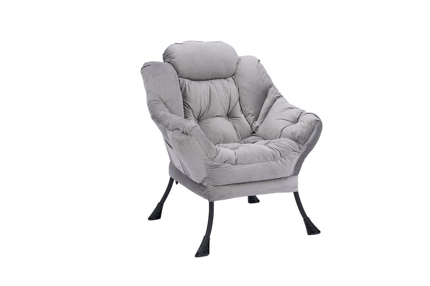 Living Room Chairs Modern Cotton Fabric Lazy Chair, Accent Contemporary Lounge Chair, Single Steel Frame Leisure Sofa Chair with Armrests and A Side Pocket (Light Gray ),with ottoman ,with footrest himalipasal