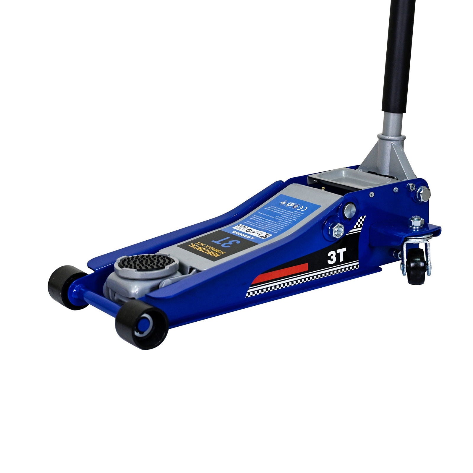 Low-Position Steel Vehicle Floor-mounted Hydraulic Jack with Dual-piston Quick-lift Pump, 3-Ton(6600 lb.) Capacity. himalipasal