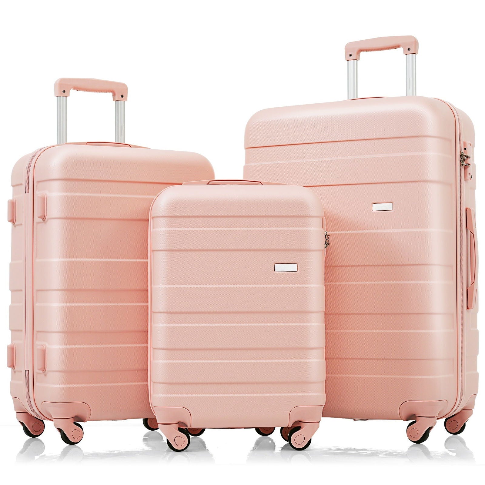 Luggage Sets New Model ABS Hardshell 3pcs Clearance Luggage Hardside Lightweight Durable Suitcase sets Spinner Wheels Suitcase with TSA Lock 20''24''28''( pink) himalipasal