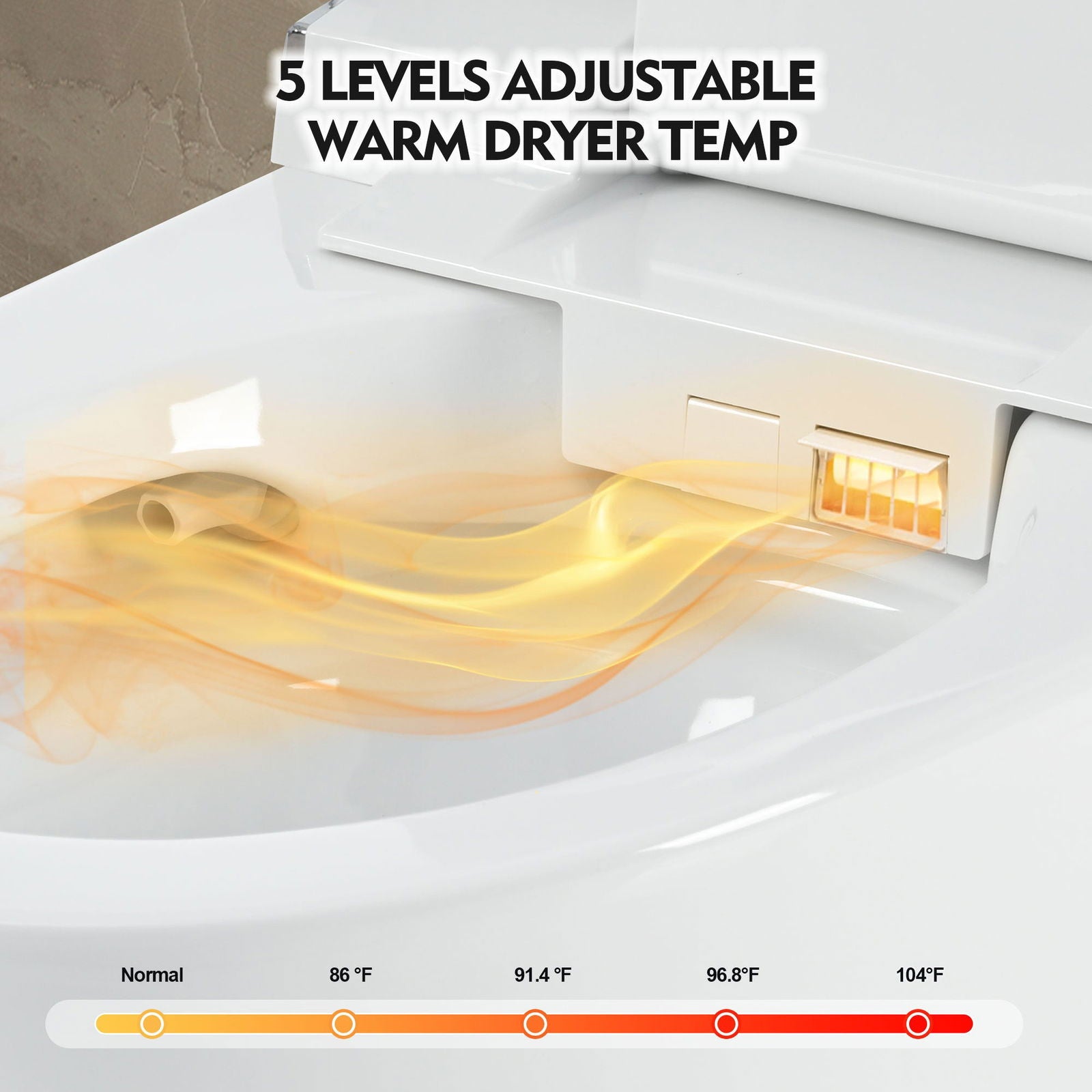 Luxury Smart Toilet with Dryer and warm water, Elongated Bidet Toilet with Heated Seat, with Remote Control, LED Night Light, Power Outage Flushing, Soft Close Cover,Whit himalipasal