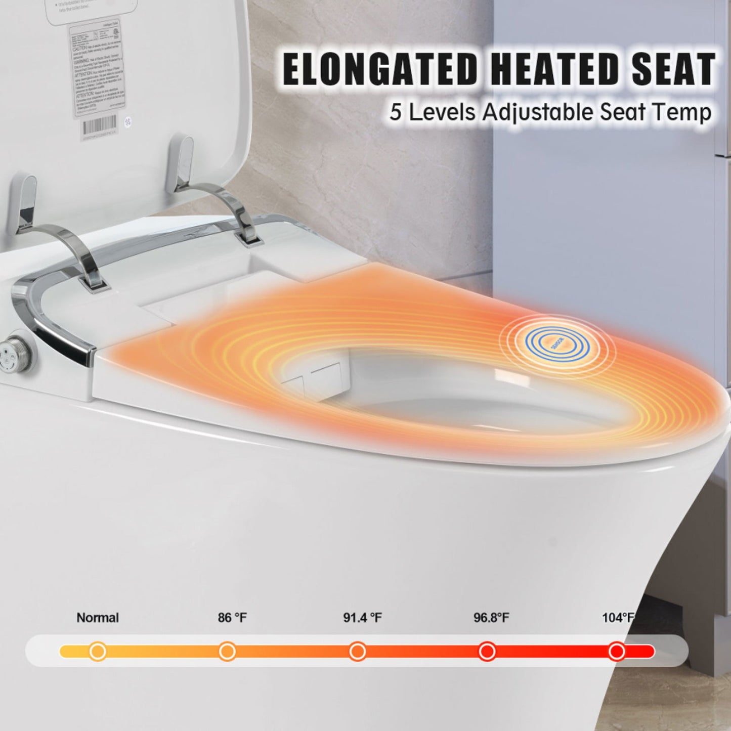 Luxury Smart Toilet with Dryer and warm water, Elongated Bidet Toilet with Heated Seat, with Remote Control, LED Night Light, Power Outage Flushing, Soft Close Cover,Whit himalipasal