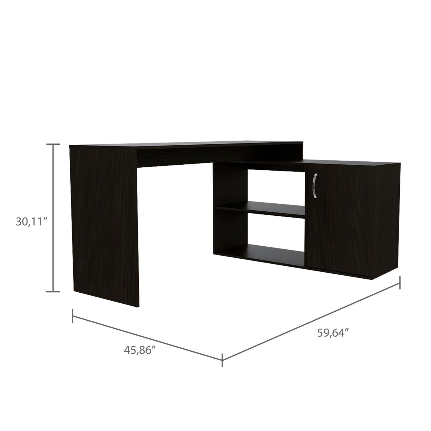 Lyncliff 1-Drawer 2-Shelf L-Shaped Office Desk Black Wengue himalipasal