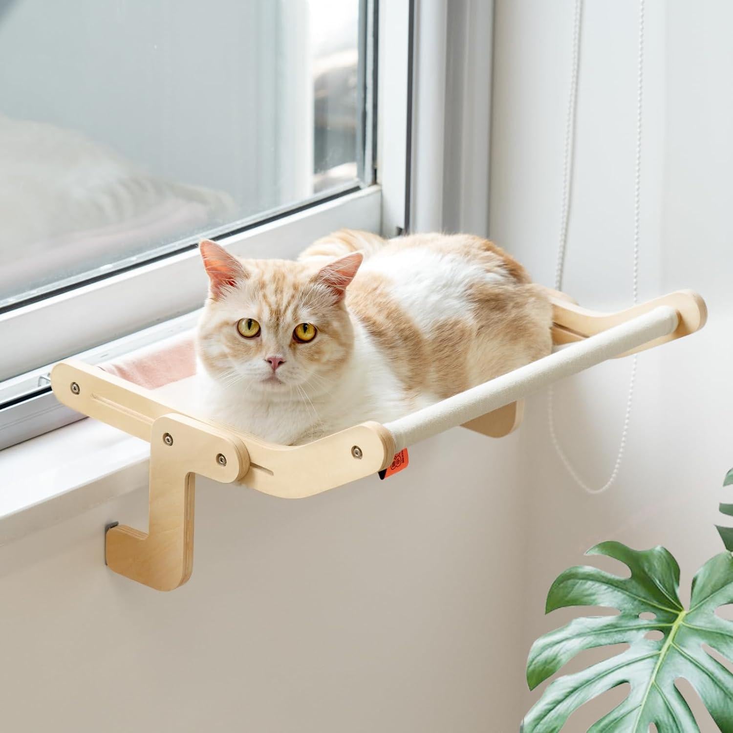 MEWOOFUN Cat Hammock Radiator Dual-use Cat Window Hammock for Indoor Cats, Adjustable Wood Cat Radiator Beds Cat Window Beds Holds Up 18kg, 47x40cm P himalipasal