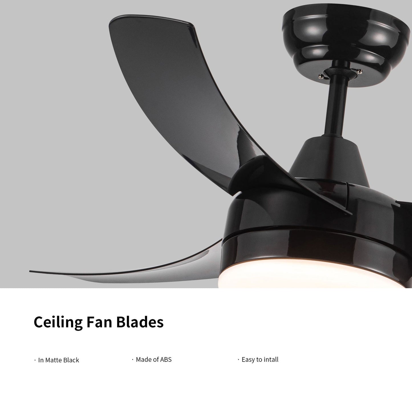 Matte Black Ceiling Fan with Integrated LED Light himalipasal