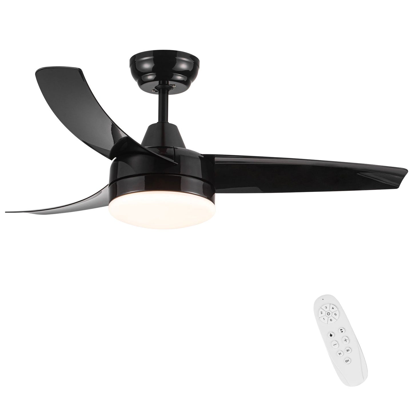 Matte Black Ceiling Fan with Integrated LED Light himalipasal