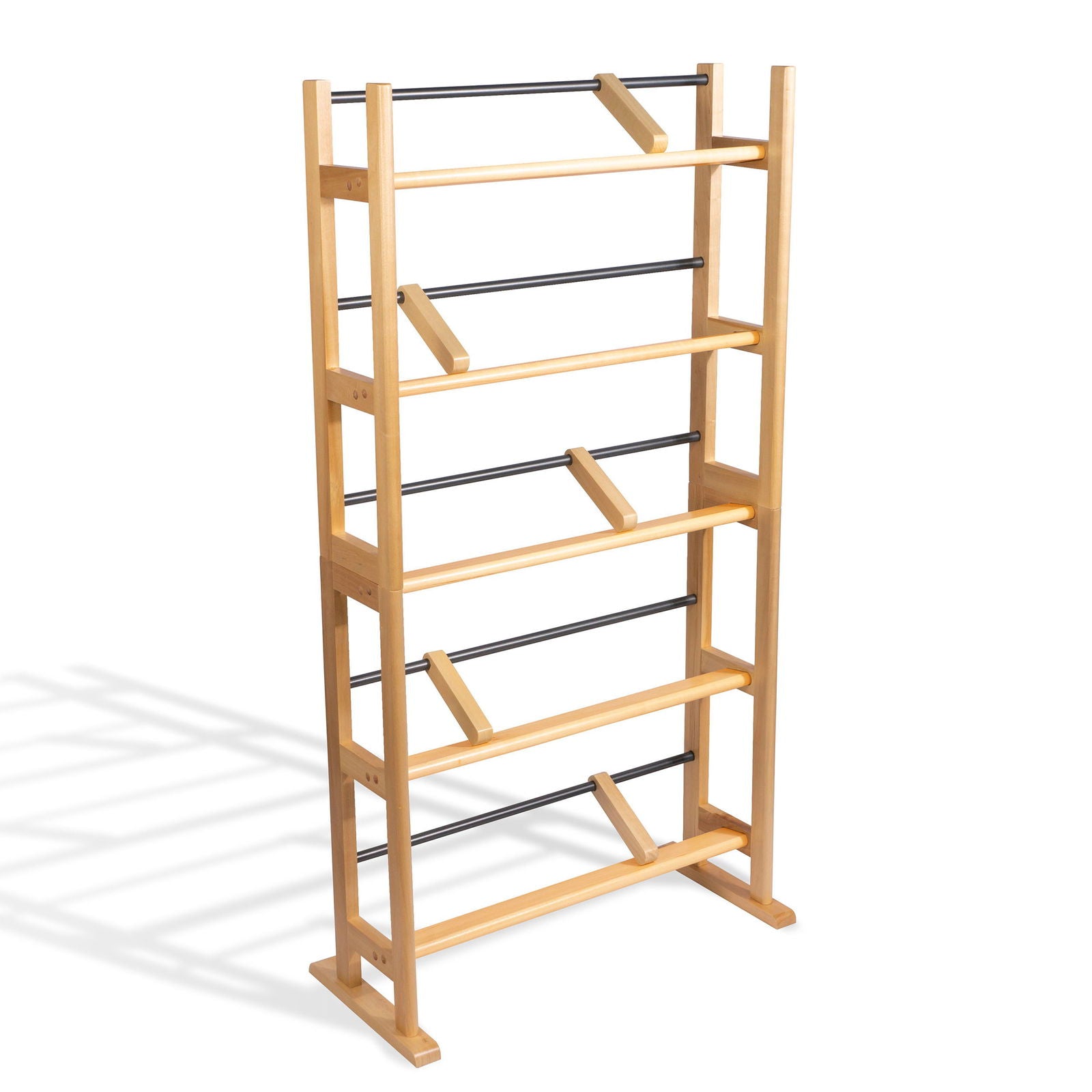 Media Storage Rack with Sliding Dividers in Maple himalipasal