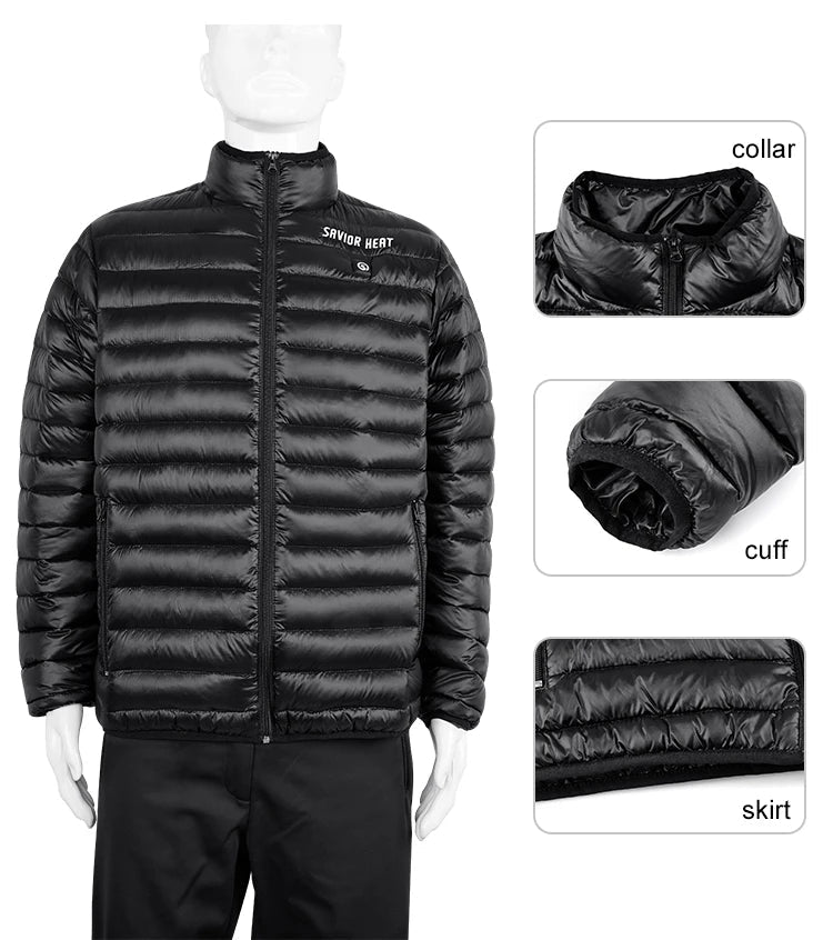 Men's Heating Down Jacket Winter Warm Naturehike Thick Coat Woman Heated Puffer Jacket With Battery Camping Hiking Solid Black himalipasal