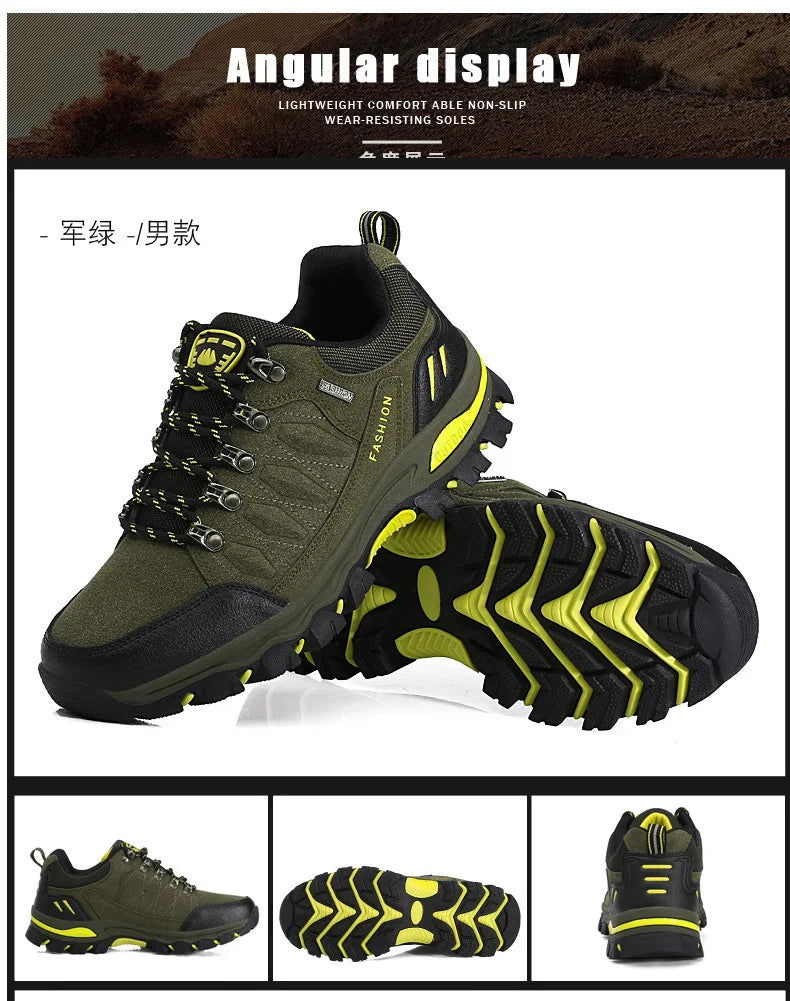 Men's Mountaineering Sports Shoes Men Non Slip Casual Shoes Outdoor Wear-resistant Shock-absorbing Comfort Lace Up Male Sneakers himalipasal