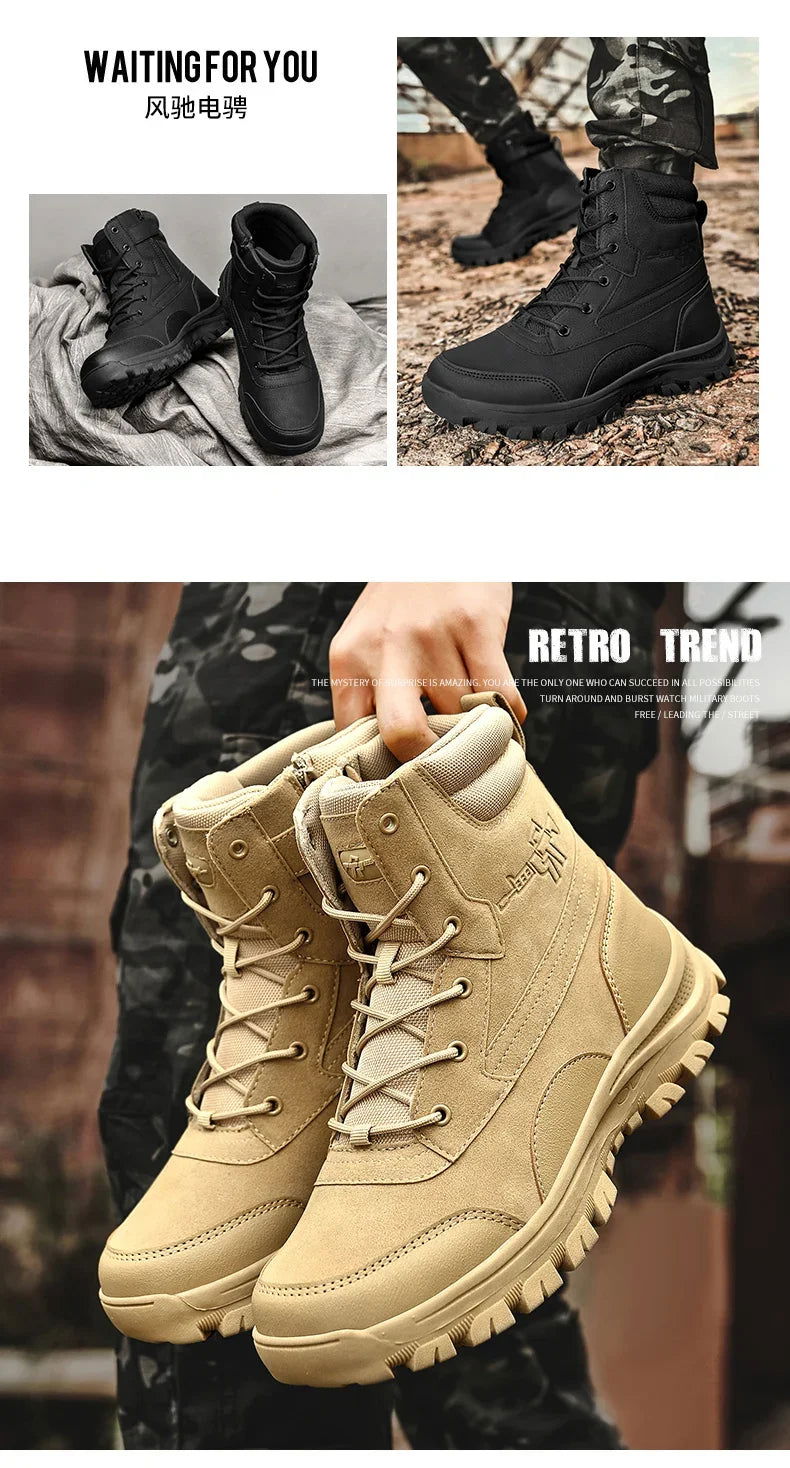 Men's Waterproof Leather Hiking Work Boots Man sneakers Non-Slip Lightweight Breathable Non-Slip Desert Boots shoes for men himalipasal